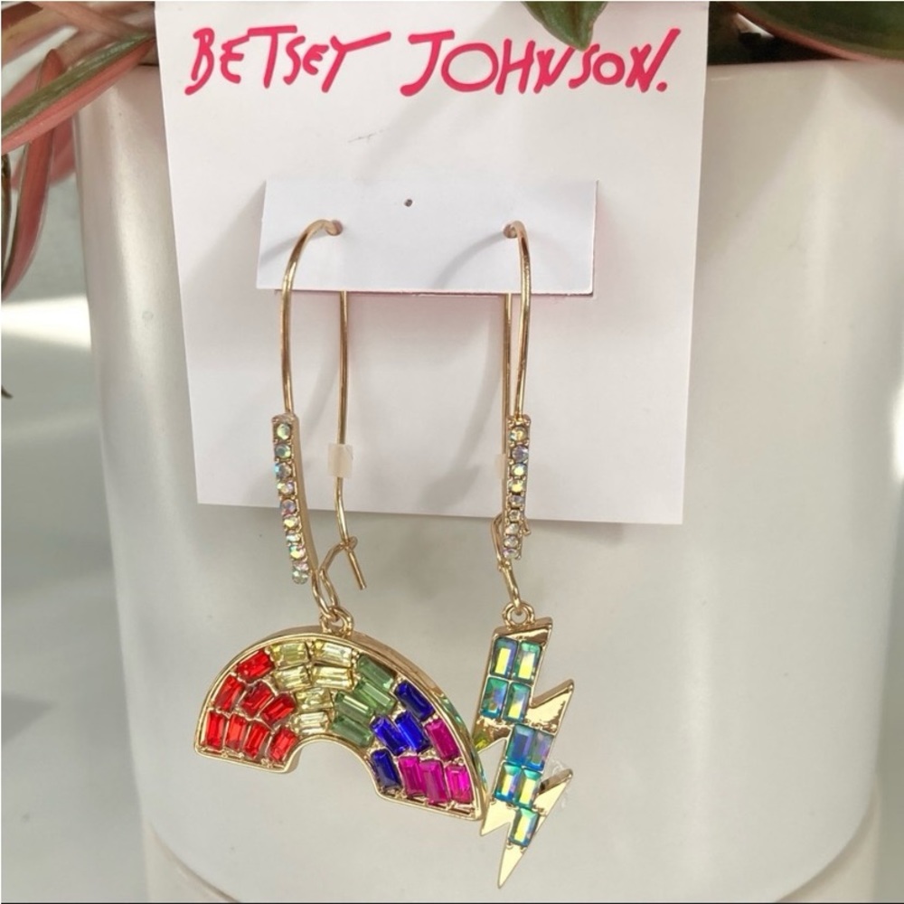 Betsey Johnson Rainbow & Lightning Bolt Earrings NWT - Picture 12 of 13